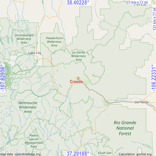 Creede on map