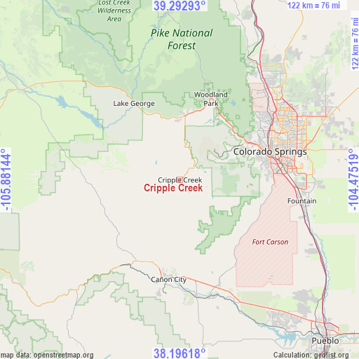Cripple Creek on map