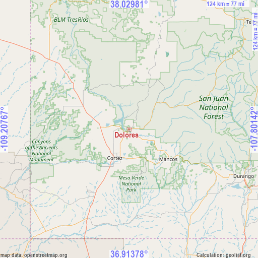 Dolores on map