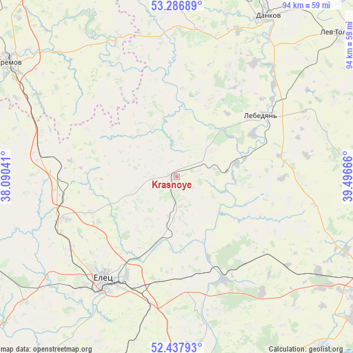 Krasnoye on map