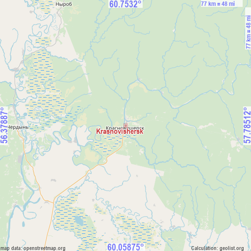 Krasnovishersk on map