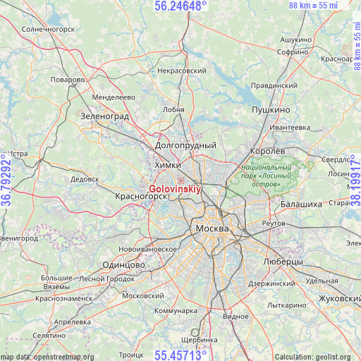 Golovinskiy on map