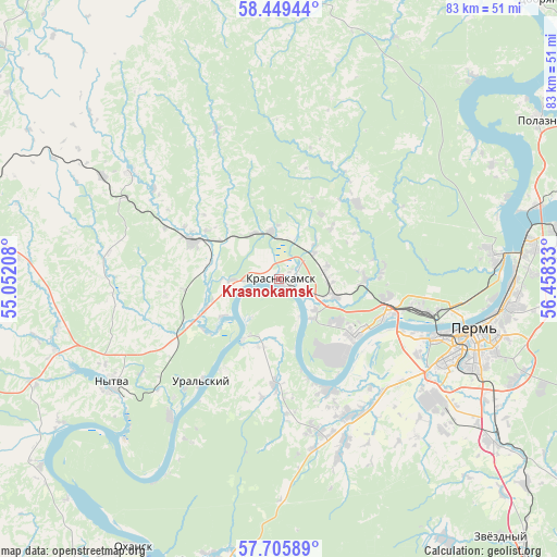 Krasnokamsk on map