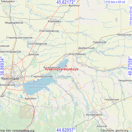 Krasnogvardeyskoye on map
