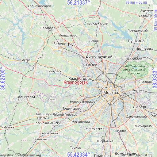 Krasnogorsk on map