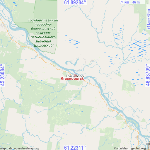 Krasnoborsk on map
