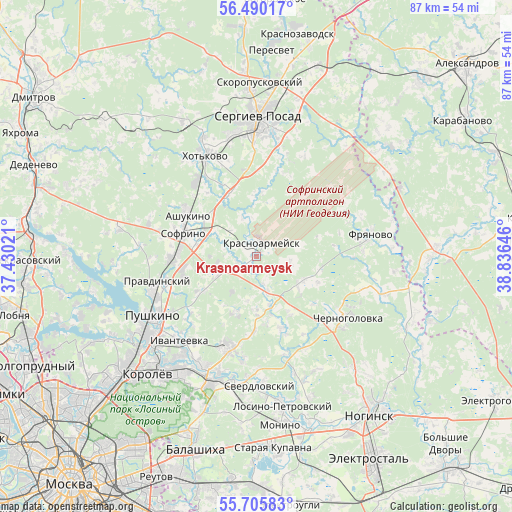 Krasnoarmeysk on map