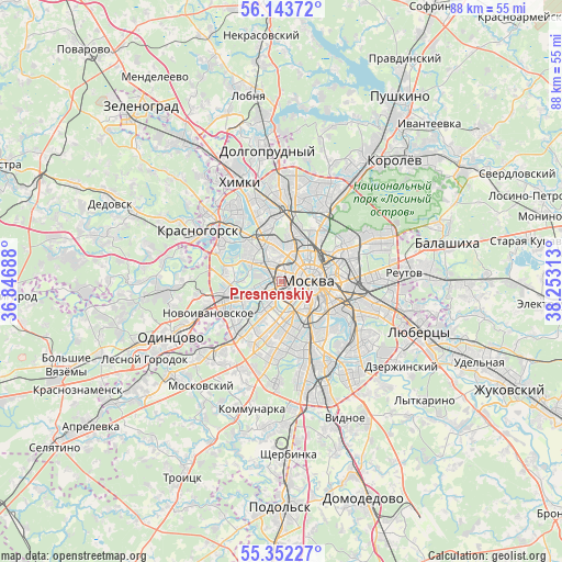 Presnenskiy on map