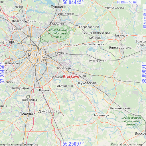 Kraskovo on map