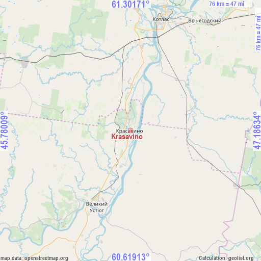 Krasavino on map