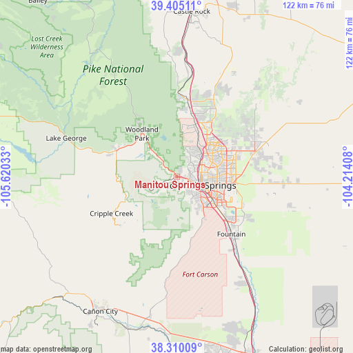 Manitou Springs on map