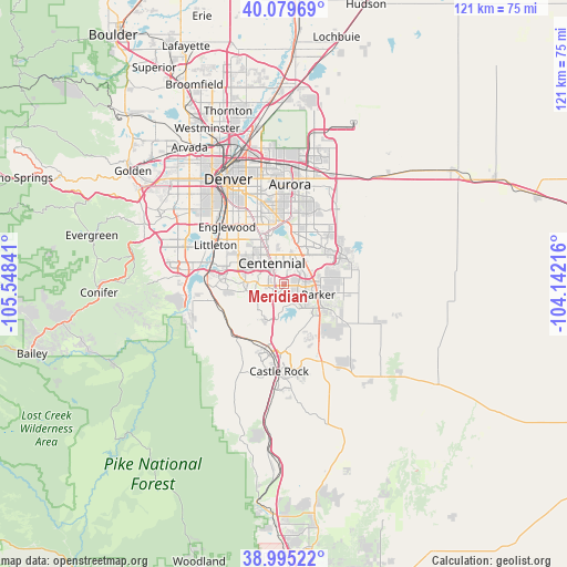 Meridian on map