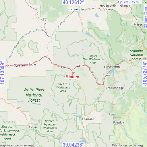 Minturn on map