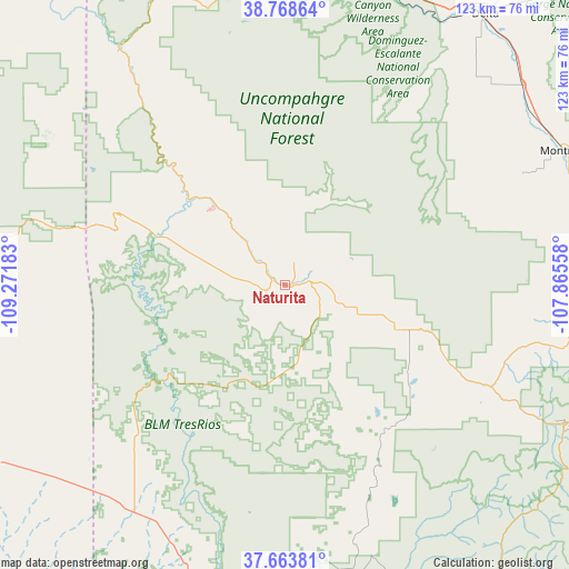 Naturita on map