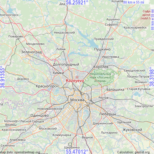 Kozeyevo on map