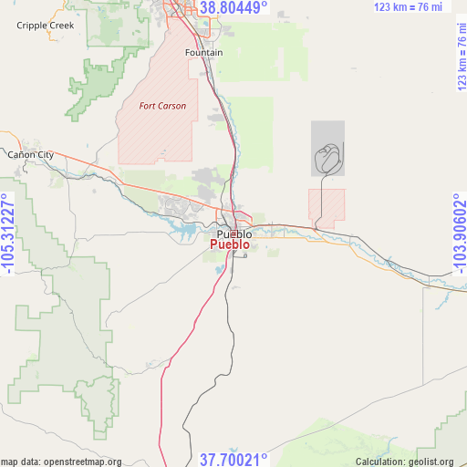 Pueblo on map