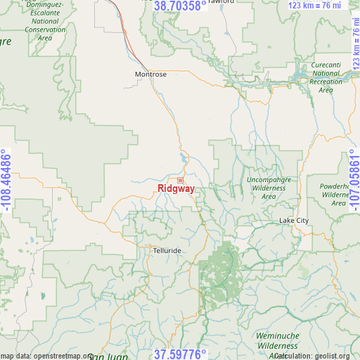 Ridgway on map