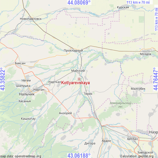 Kotlyarevskaya on map