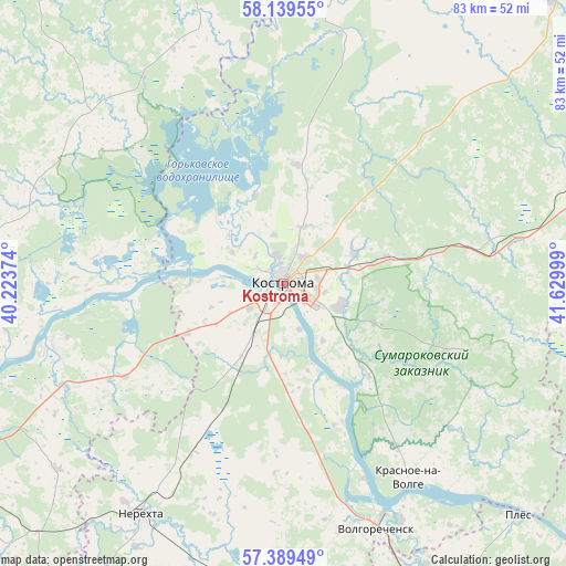 Kostroma on map