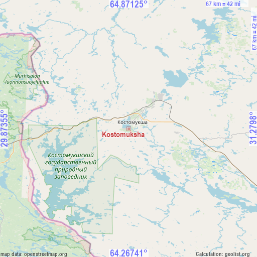 Kostomuksha on map