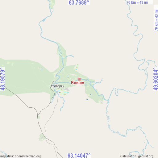 Koslan on map