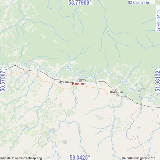 Kosino on map