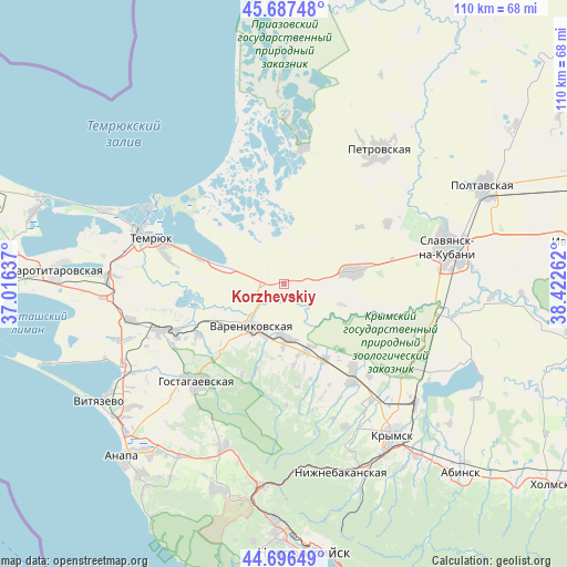 Korzhevskiy on map