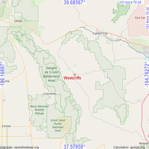 Westcliffe on map