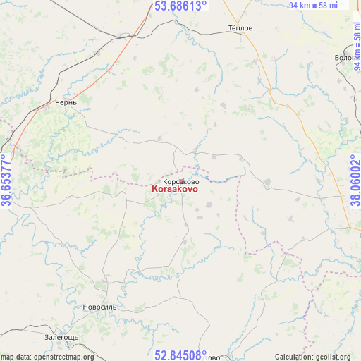 Korsakovo on map