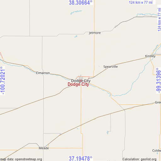 Dodge City on map