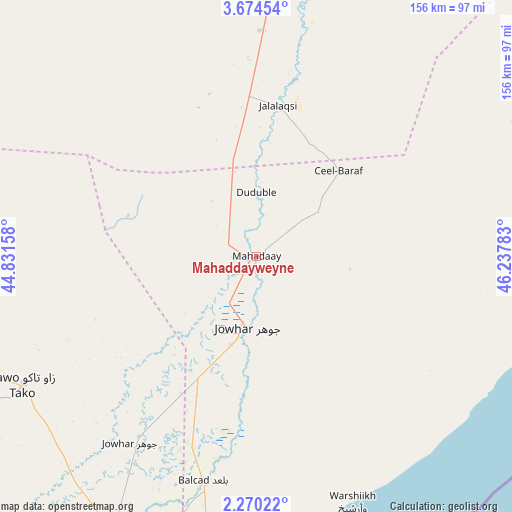 Mahaddayweyne on map