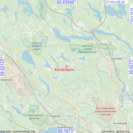 Korobitsyno on map