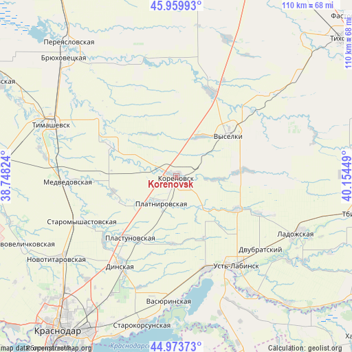 Korenovsk on map