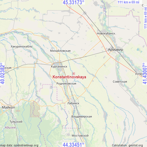 Konstantinovskaya on map