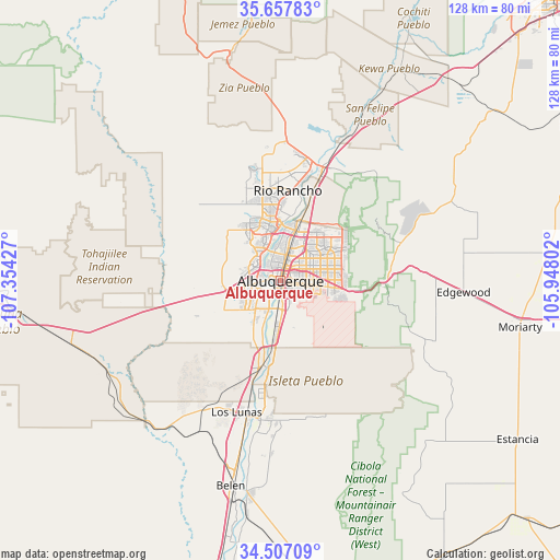 Albuquerque on map