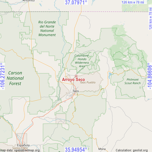 Arroyo Seco on map