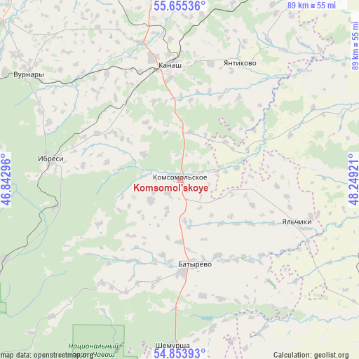 Komsomol'skoye on map