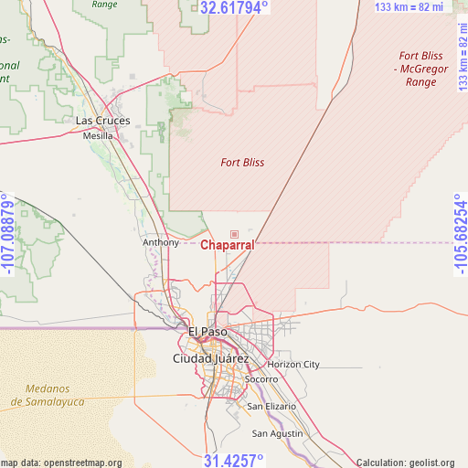 Chaparral on map