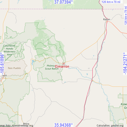 Cimarron on map