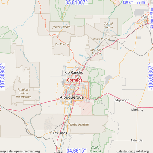 Corrales on map