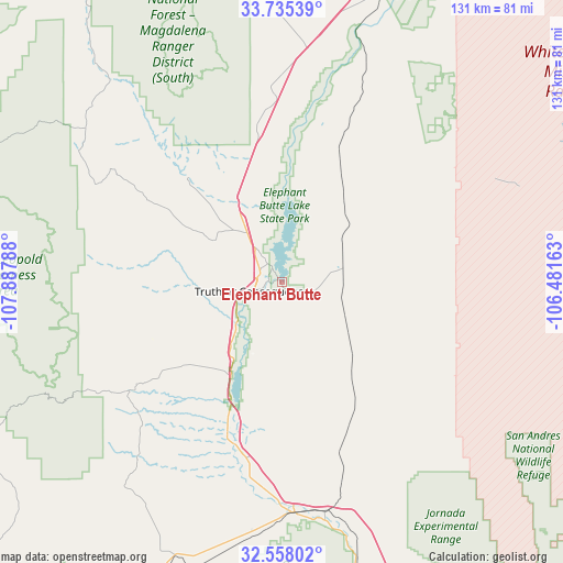 Elephant Butte on map