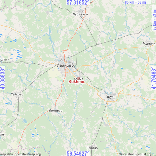 Kokhma on map