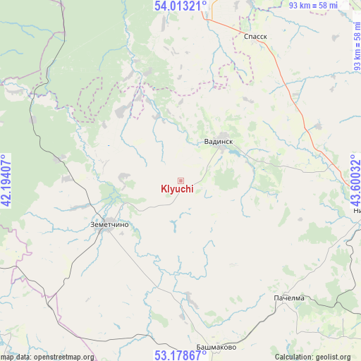 Klyuchi on map