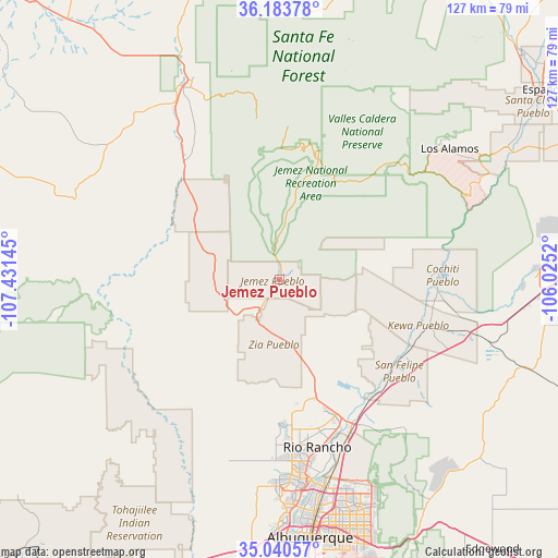 Jemez Pueblo on map