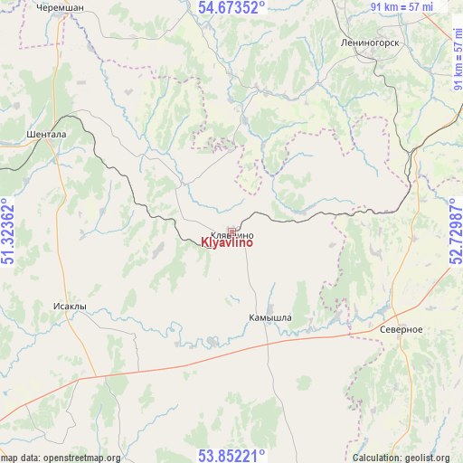 Klyavlino on map
