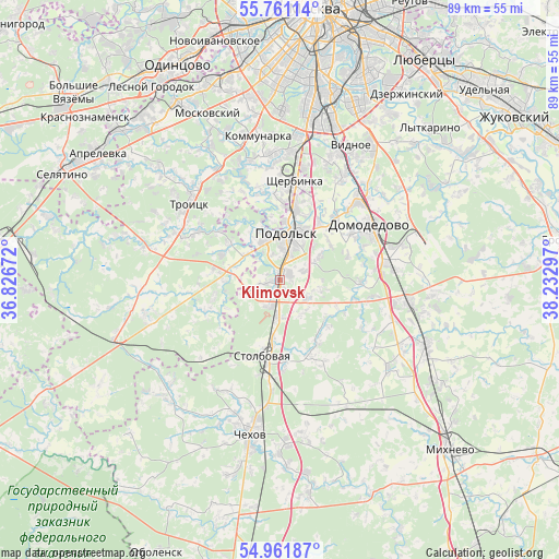 Klimovsk on map