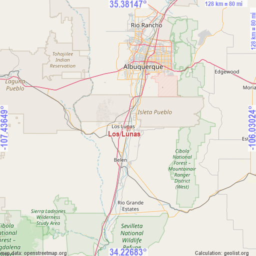 Los Lunas on map