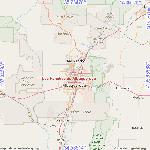 Los Ranchos de Albuquerque on map