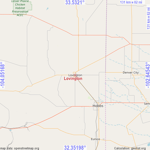Lovington on map