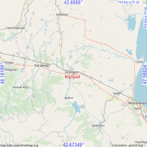 Kizilyurt on map